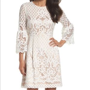 Eliza J Bell Sleeve Lace Fit & Flare Dress